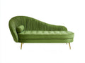 Chaise longue tapizada 185x78x88 cm - verde oliva - respaldo curvo plisado y asiento capitoné - diseño elegante para salón y dormitorio