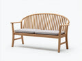 Banco de jardín de madera 155 x 62 x 92 cm - Madera natural y gris claro - Respaldo curvo de listones y asiento acolchado