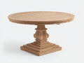 Mesas de jardín de madera 120x120x76 cm - marrón claro - tablero redondo de listones y base central decorativa - diseño clásico para terraza y jardín