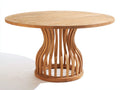 Mesas de jardín de madera 120x120x75 cm - Madera natural - Mesa redonda con base de listones curvos
