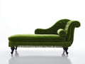 Chaise longue tapizada 190 x 80 x 90 cm - verde oliva y marrón oscuro - capitoné clásico con flecos decorativos