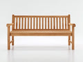 Banco de jardín de madera 150x60x90 cm - marrón - respaldo de listones y reposabrazos - diseño clásico para terraza patio y jardín