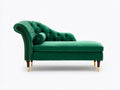 Chaise longue de terciopelo 170 x 75 x 88 cm - verde esmeralda - diseño clásico capitoné con tachuelas doradas