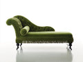 Chaise longue de terciopelo 178 x 74 x 86 cm - verde oliva - diseño clásico capitoné con flecos decorativos