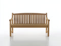Banco de jardín de madera 150x60x88 cm - marrón - respaldo de listones y reposabrazos curvos - diseño clásico para terraza patio y jardín