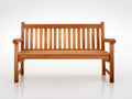 Banco de jardín de madera 150 x 60 x 90 cm - marrón natural - respaldo de listones y reposabrazos