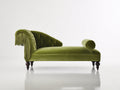 Chaise longue de terciopelo 175 x 72 x 82 cm - verde oliva - diseño clásico con capitoné y flecos decorativos