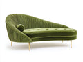 Chaise longue 190 x 85 x 80 cm - Verde oliva y dorado - Tapizado aterciopelado y respaldo envolvente