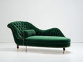 Chaise longue tapizada 180 x 75 x 90 cm - verde oscuro dorado y marrón oscuro - diseño capitoné de estilo clásico