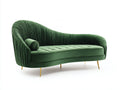 Chaise longue tapizada 200x80x85 cm - Verde oscuro y dorado - Diseño curvo con asiento capitoné