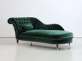 Chaise longue de terciopelo 180 x 75 x 85 cm - verde oscuro - diseño clásico capitoné con tachuelas decorativas