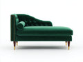 Chaise longue tapizada 190x80x85 cm - Verde esmeralda y dorado - Diseño clásico con respaldo capitoné