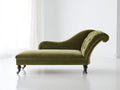 Chaise longue tapizada 190x75x85 cm - Verde oliva y marrón oscuro - Diseño clásico con respaldo capitoné
