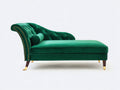 Chaise longue 190 x 85 x 82 cm - Verde esmeralda marrón oscuro y dorado - Tapizado aterciopelado capitoné y respaldo curvo