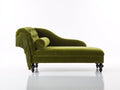 Chaise longue 185 x 82 x 80 cm - Verde oliva y marrón oscuro - Tapizado aterciopelado con respaldo curvo y flecos decorativos